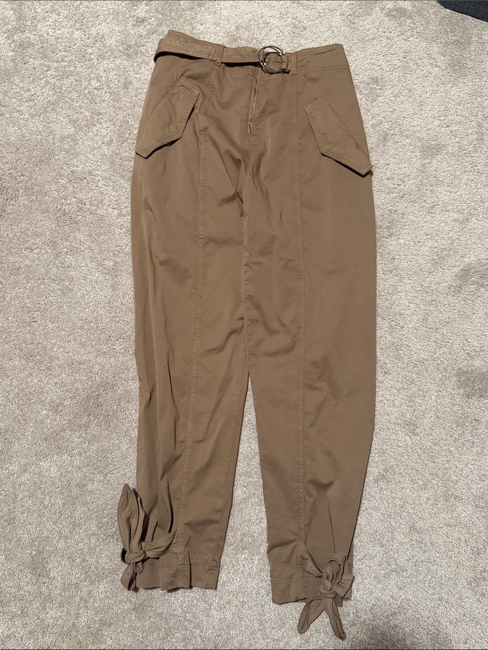 Women’s PINKO Cargo Tie-Hem Pants in Brown Y2K-style